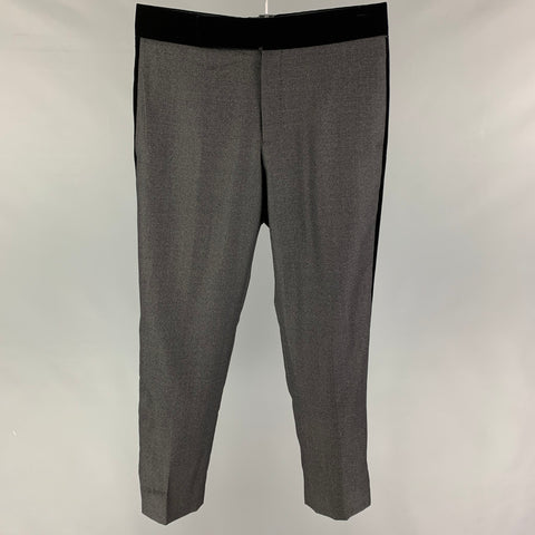 GIORGIO ARMANI Size 32 Charcoal Black Wool Silk Tuxedo Dress Pants