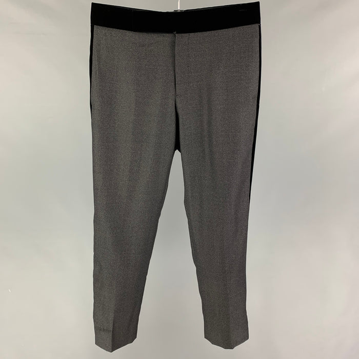 GIORGIO ARMANI Size 32 Charcoal Black Wool Silk Tuxedo Dress Pants
