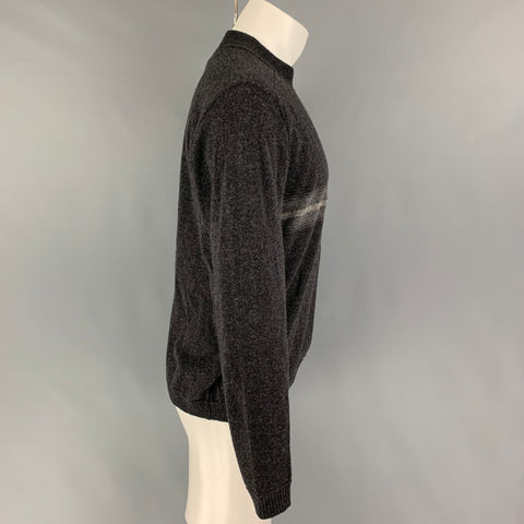 VERSACE JEANS COUTURE Size M Grey Horizontal Stripe Wool Nylon Sweater