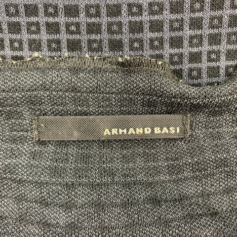 ARMAND BASI Size M Navy & Black Geometric Lyocell / Cotton Crew-Neck Pullover