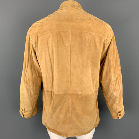 ERMENEGILDO ZEGNA Size 44 Tan Suede Notch Lapel Jacket