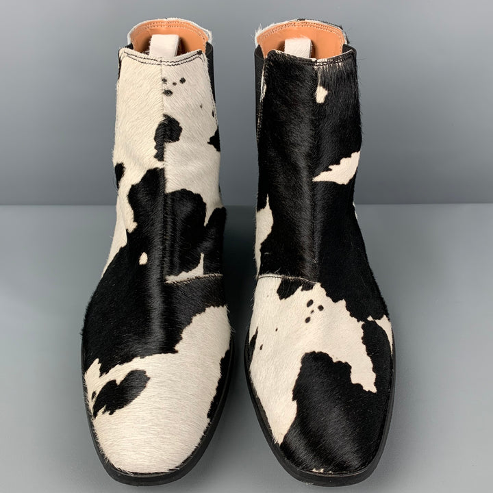 STEVE MADDEN Size 13 Black White Animal Print Ankle Boots