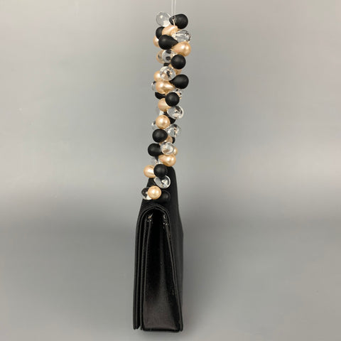 RENAUD PELLEGRINO Black Satin Beaded Evening Handbag