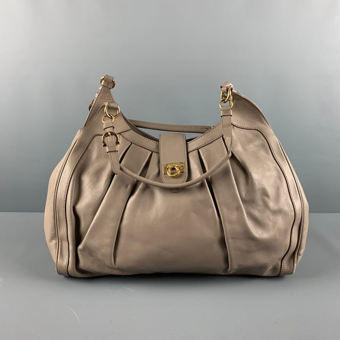 SALVATORE FERRAGAMO Beige Leather Shoulder Bag Handbag