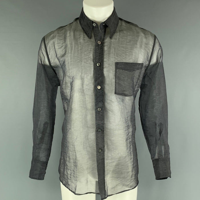 OUR LEGACY Size S Grey Sheer Polyamide Blend Oversized Long Sleeve Shirt