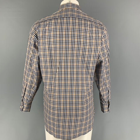 BILLY REID Size M Black Brown White Checkered Cotton Long Sleeve Shirt