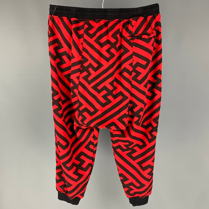 KIX Size L Red & Black Print Cotton Drop-Crotch Sweatpants
