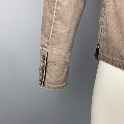 JOHN VARVATOS Limited Edition 12/60 Size M Grey Distressed Cotton Buttoned Jacket