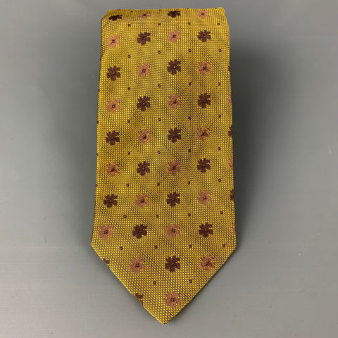 RICCI Gold Purple Floral Silk Tie