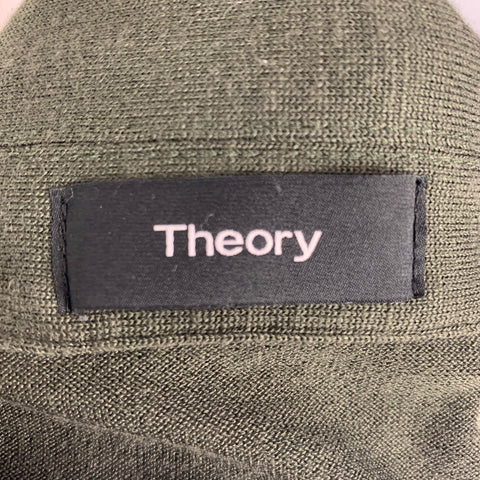THEORY Size M Olive green Modal Blend Short Sleeve Polo