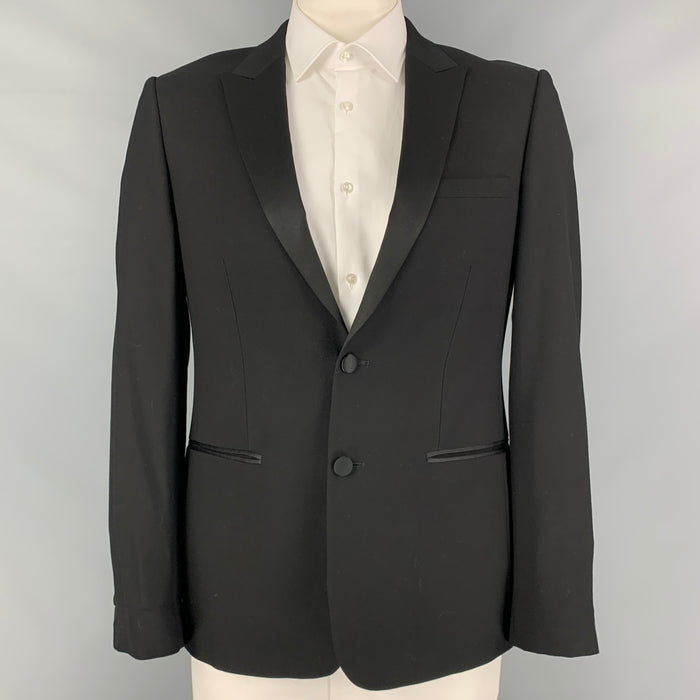 SANDRO Size 42 Black Wool Peak Lapel Sport Coat