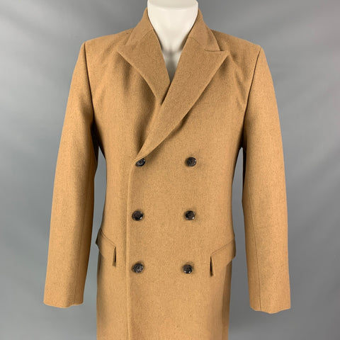 CALVIN KLEIN Size M Tan Size M Tan Wool Blend Double Breasted Coat