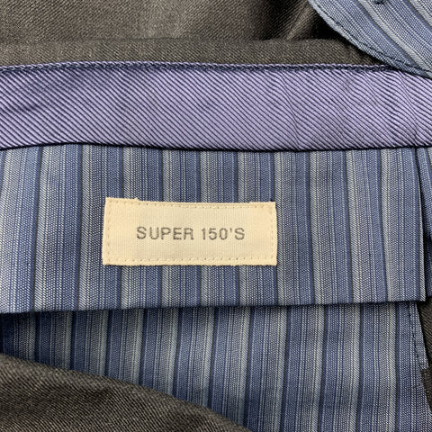 INCOTEX Size 32 x 28 Gray Solid Wool Flat Front Dress Pants