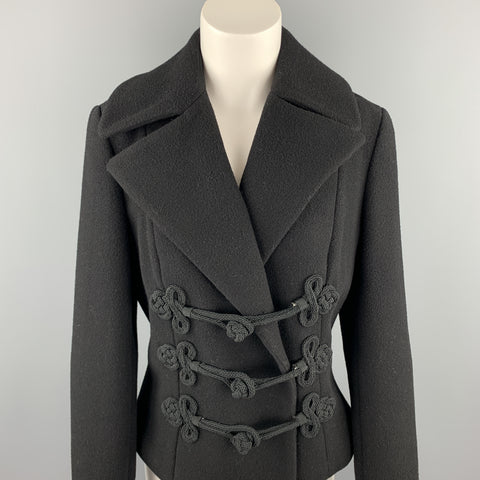 RALPH LAUREN Size M Black Wool Toggle Closure Notch Lapel Jacket