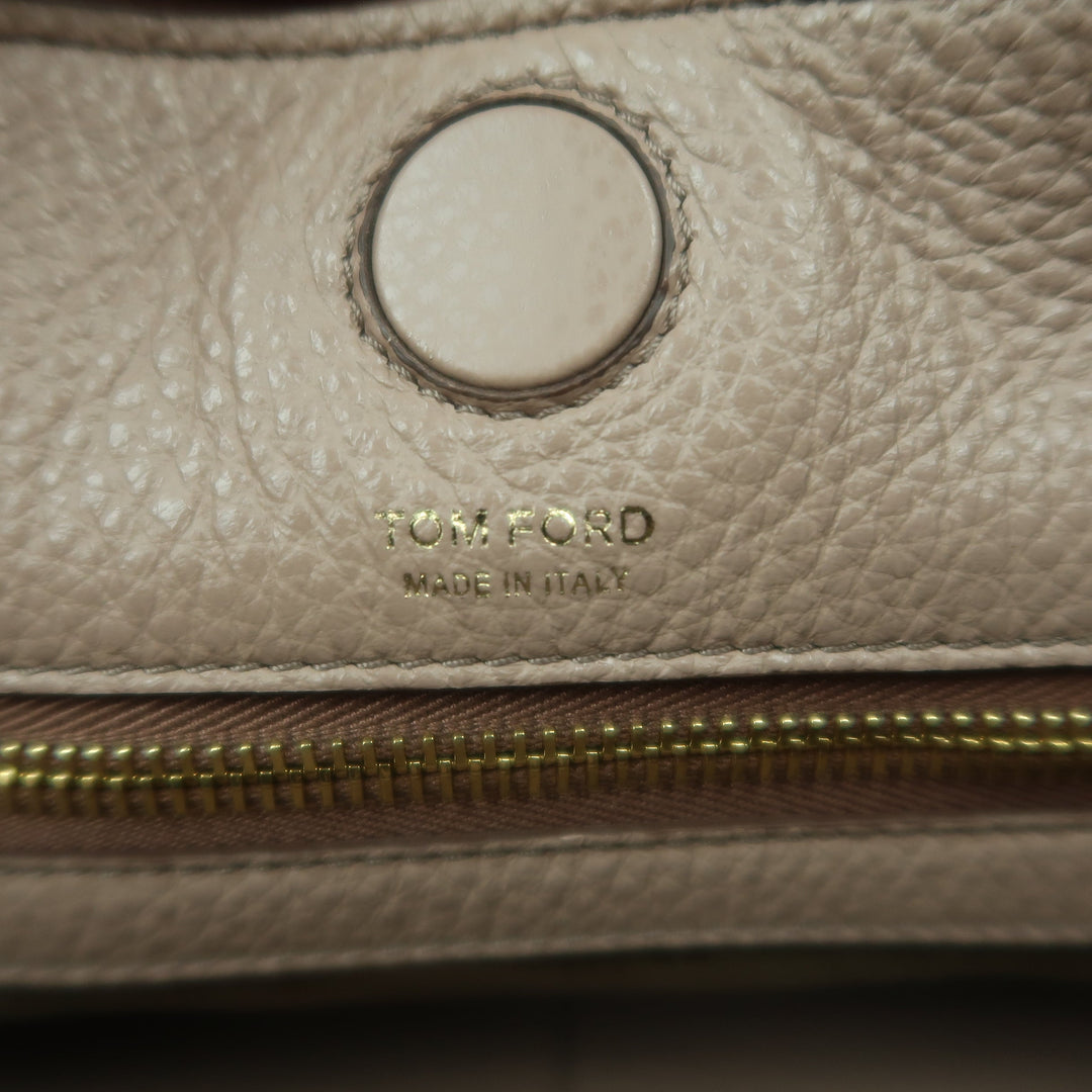 TOM FORD Nude Textured Leather Gold Padlock ALIX Clutch Handbag