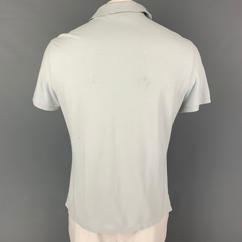 ERMENEGILDO ZEGNA Size M Light Blue Cotton Short Sleeve Polo