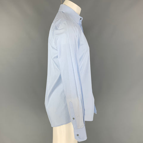GUCCI Talla M Camisa de manga larga con botones de algodón azul claro