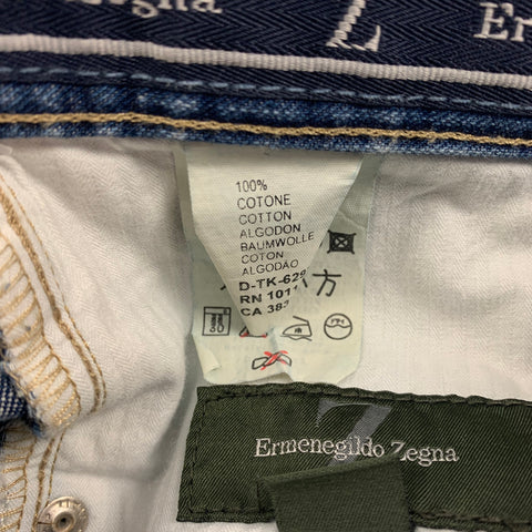ERMENEGILDO ZEGNA Size 30 Blue Cotton Jeans