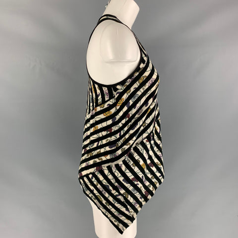 PROENZA SCHOULER Size S Black & Cream Cotton Floral T-Shirt