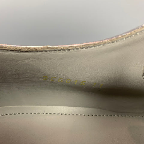 PRADA Size 12 Silver Metallic Leather Platform Lace Up Shoes