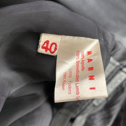 MARNI Size 4 Grey Leather Double Breasted Notch Lapel Vest