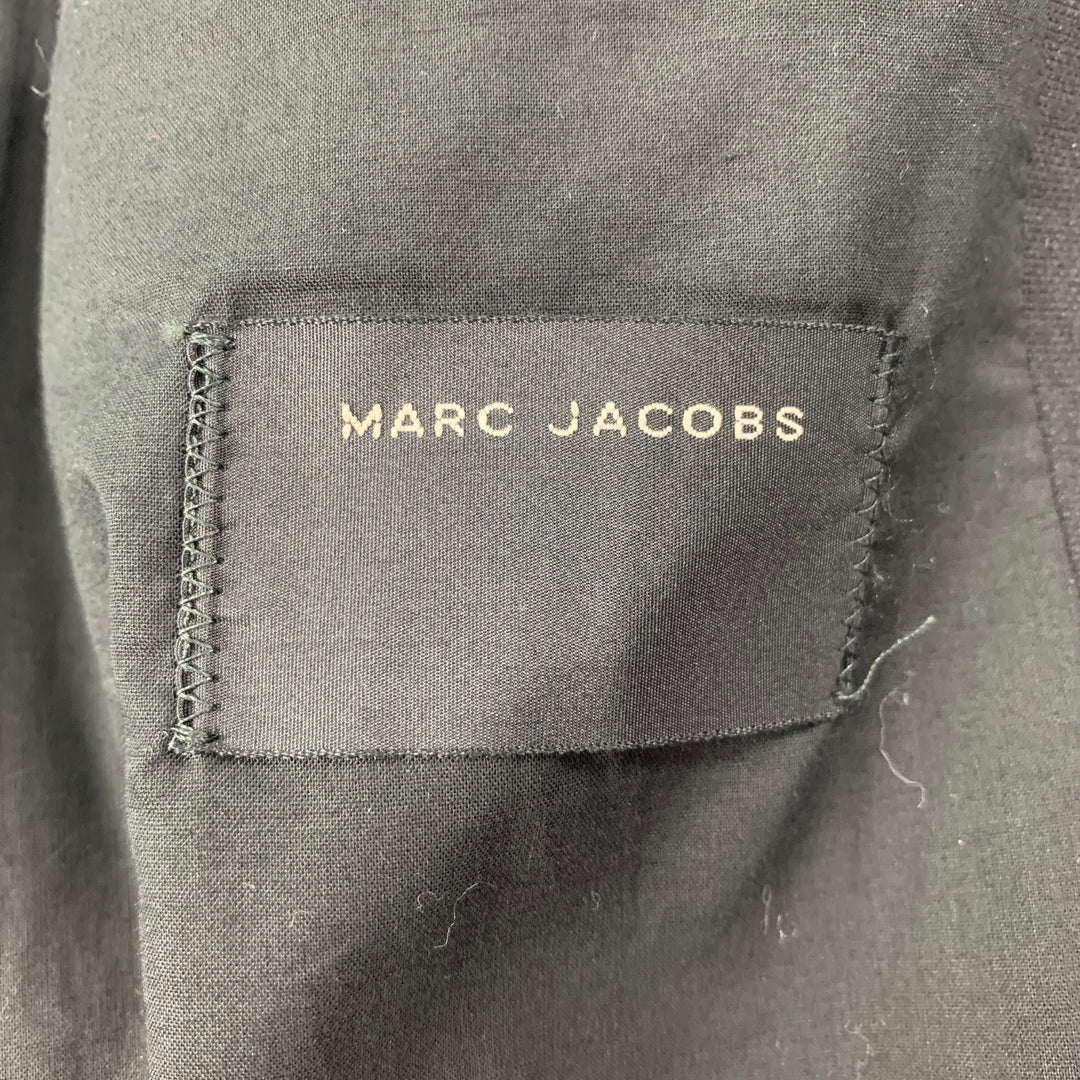 MARC JACOBS Size 36 Black Textured Linen Blend Hidden Placket Coat