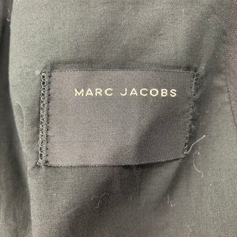 MARC JACOBS Size 36 Black Textured Linen Blend Hidden Placket Coat