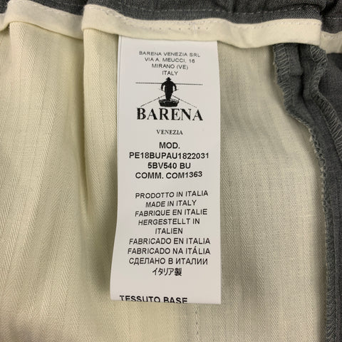 BARENA Size 34 Light Gray Heather Virgin Wool Drawstring Casual Pants