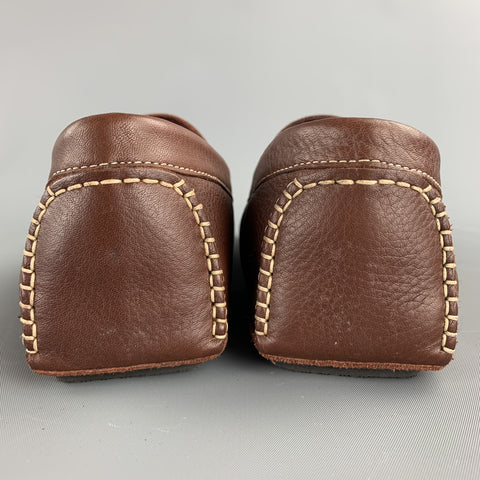 COLE HAAN Size 9.5 Tan Textured Leather Contrast Stitch Loafers