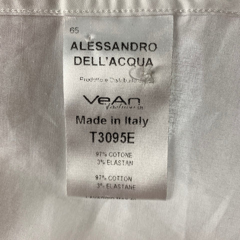 ALLESANDRO DELL' ACQUA Size S White Solid Cotton / Elastane Long Sleeve Shirt