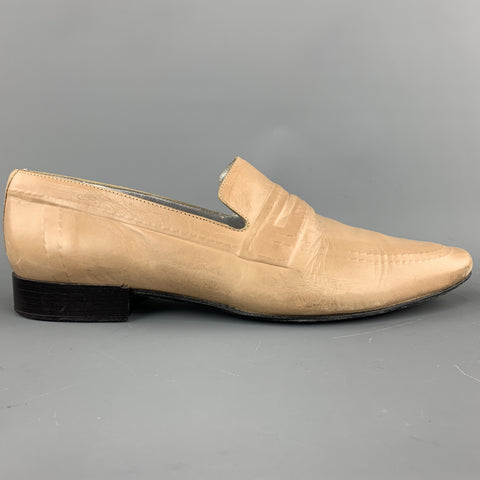 JEAN B. RAUTUREAU Size 10.5 Solid Natural Leather Slip On Loafers