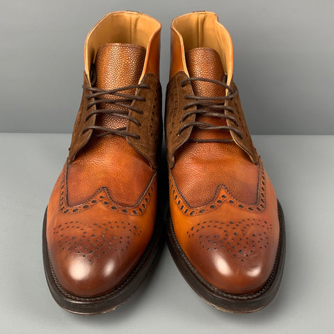 PAUL STUART Size 10.5 Tan Brown Leather Wingtip Boots