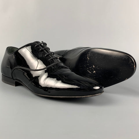 LANVIN Taille 10 Chaussures à lacets en cuir noir