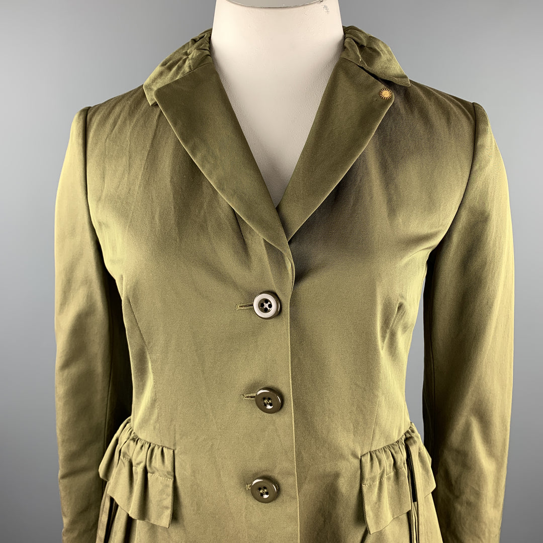 MOSCHINO CHEAP AND CHIC Size 12 Olive Twill Cotton Blend Jacket