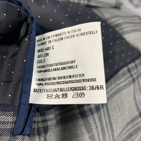 PAUL SMITH The Kensington Size 36 Grey Charcoal Plaid Wool Notch Lapel Suit