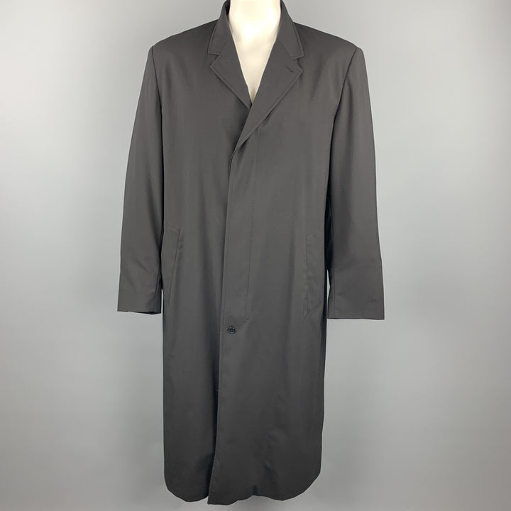 ALLEGRI Size L Black Wool / Rubber Notch Lapel Coat