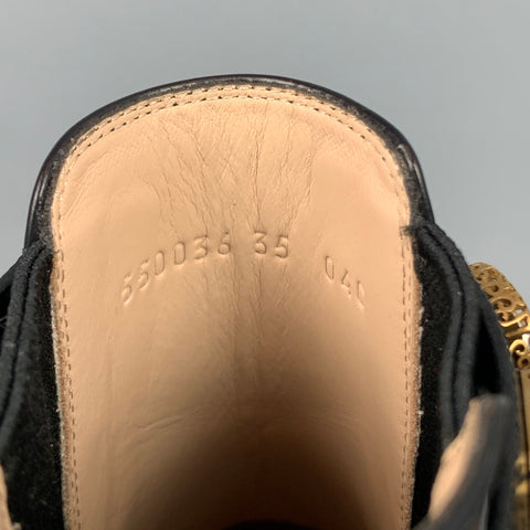 GUCCI Talla 5 Botines con adornos Trip de cuero negro
