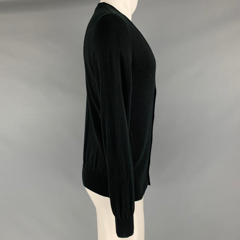 MAISON MARGIELA Taille M Cardigan Col V en Coton Texturé Noir