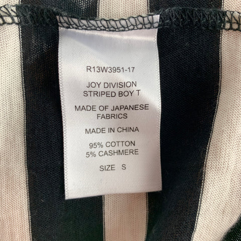 R13 Size S Black White Stripe Cotton / Cashmere Short Sleeve T-shirt