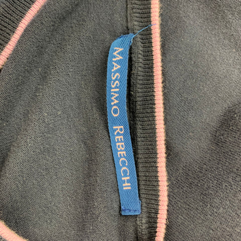 MASSIMO REBECCHI Size M Blue & Navy Argyle Cotton V-Neck Pullover