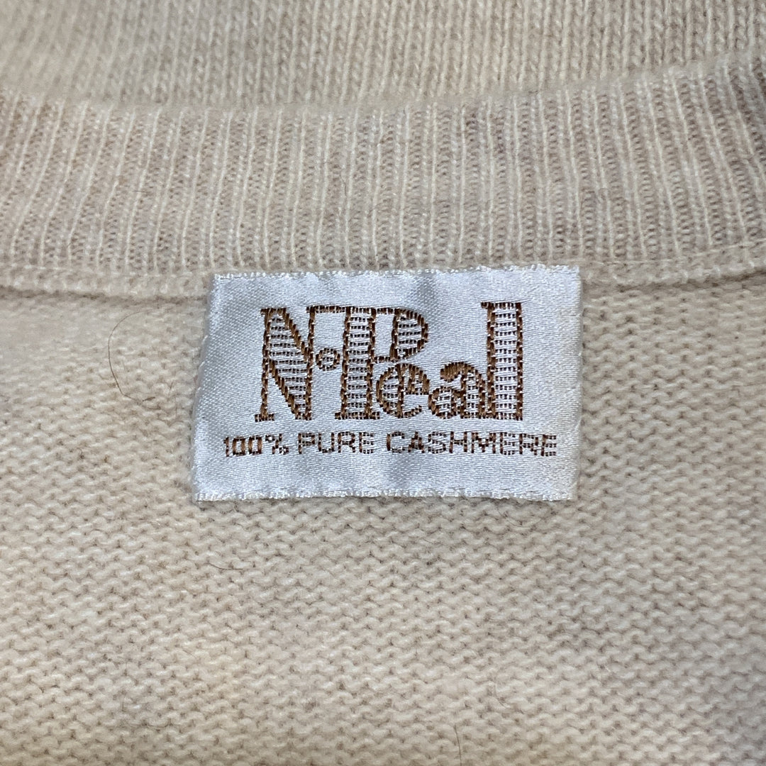 N. PEAL Jersey de punto de cachemira con cuello en V, color caqui, talla XL