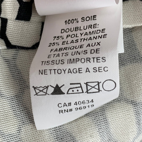 MARC JACOBS Size 2 Black White Silk Graphic Long Sleeve Mid-Calf Dress