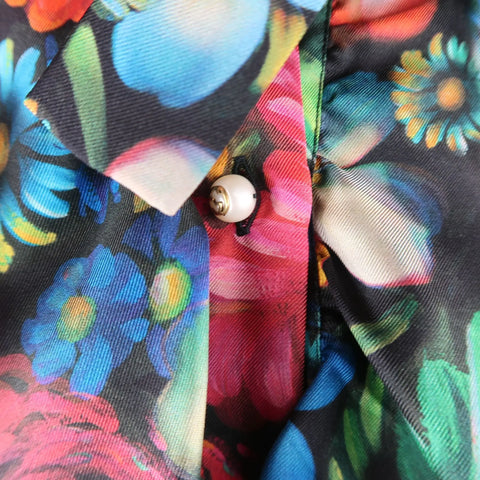GUCCI by Alessandro Michele Size 6 / IT 42 Floral Silk Ruffled Bow Collar Dress GUCCI