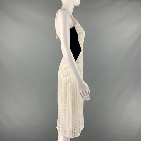 PRABAL GURUNG Size 0 White Black Polyester Sheath Midi Dress