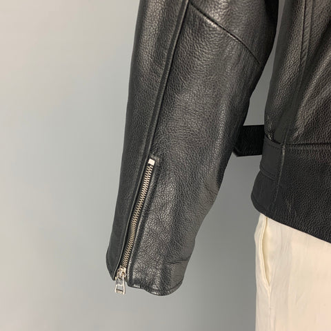 BARNEY'S NEW YORK Size M Black Leather Biker Jacket