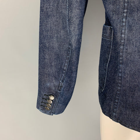 MARC JACOBS Chaqueta con solapa de muesca de algodón índigo talla M