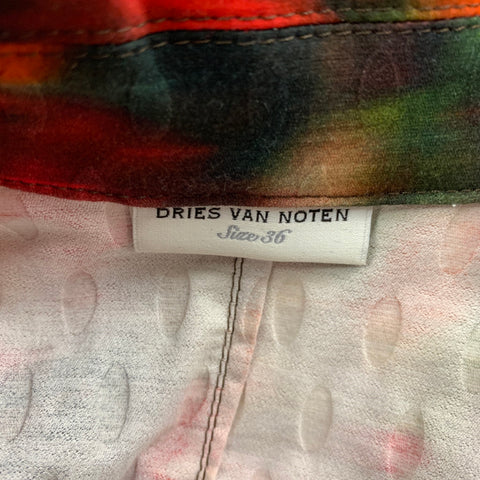 DRIES VAN NOTEN Size 4 Multi-Color Orange Cotton Blend Jacket