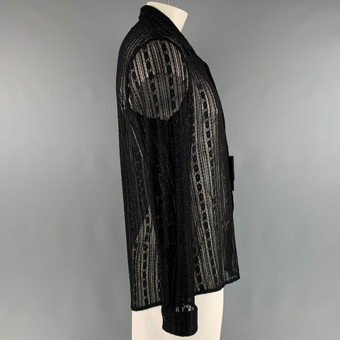 PHIX Size L Black Lace Polyester Long Sleeve Shirt