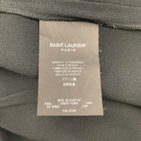 SAINT LAURENT Size 8 Black Acetate Blend Mixed Fabrics Above Knee Dress
