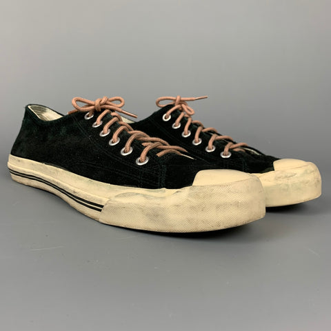 RALPH LAUREN Size 9 Black & Cream Color Block Suede Sneakers
